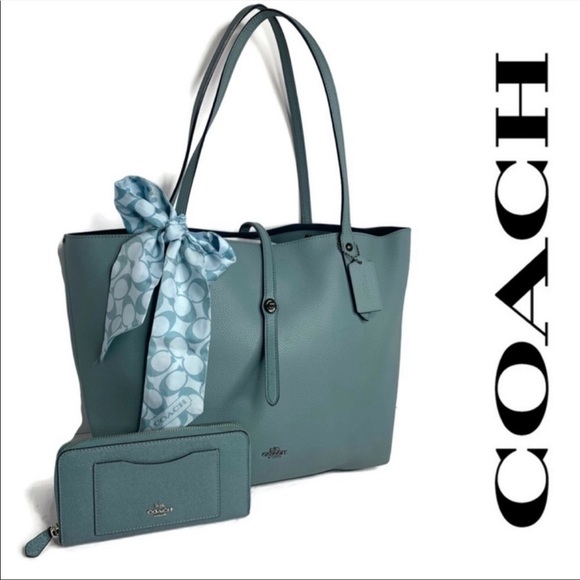 Coach Sky Chambray Blue Market Tote and Wallet Set - Picture 6 of 8